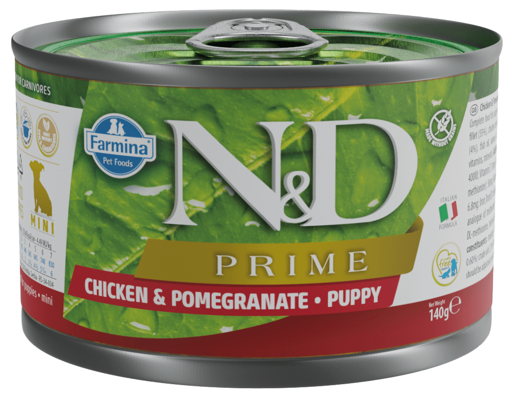 Konzerva N&D Prime Dog Puppy Mini Chicken&Pomegranate 140g