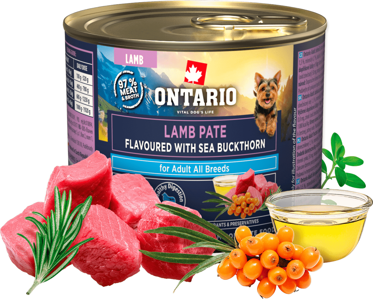 Konzerva Ontario Adult jehněčí pate s příchutí rakytníku 200g