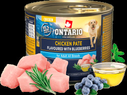 Konzerva Ontario Adult kuřecí pate s příchutí borůvek 200g