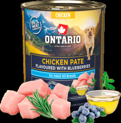 Konzerva Ontario Adult kuřecí pate s příchutí borůvek 800g