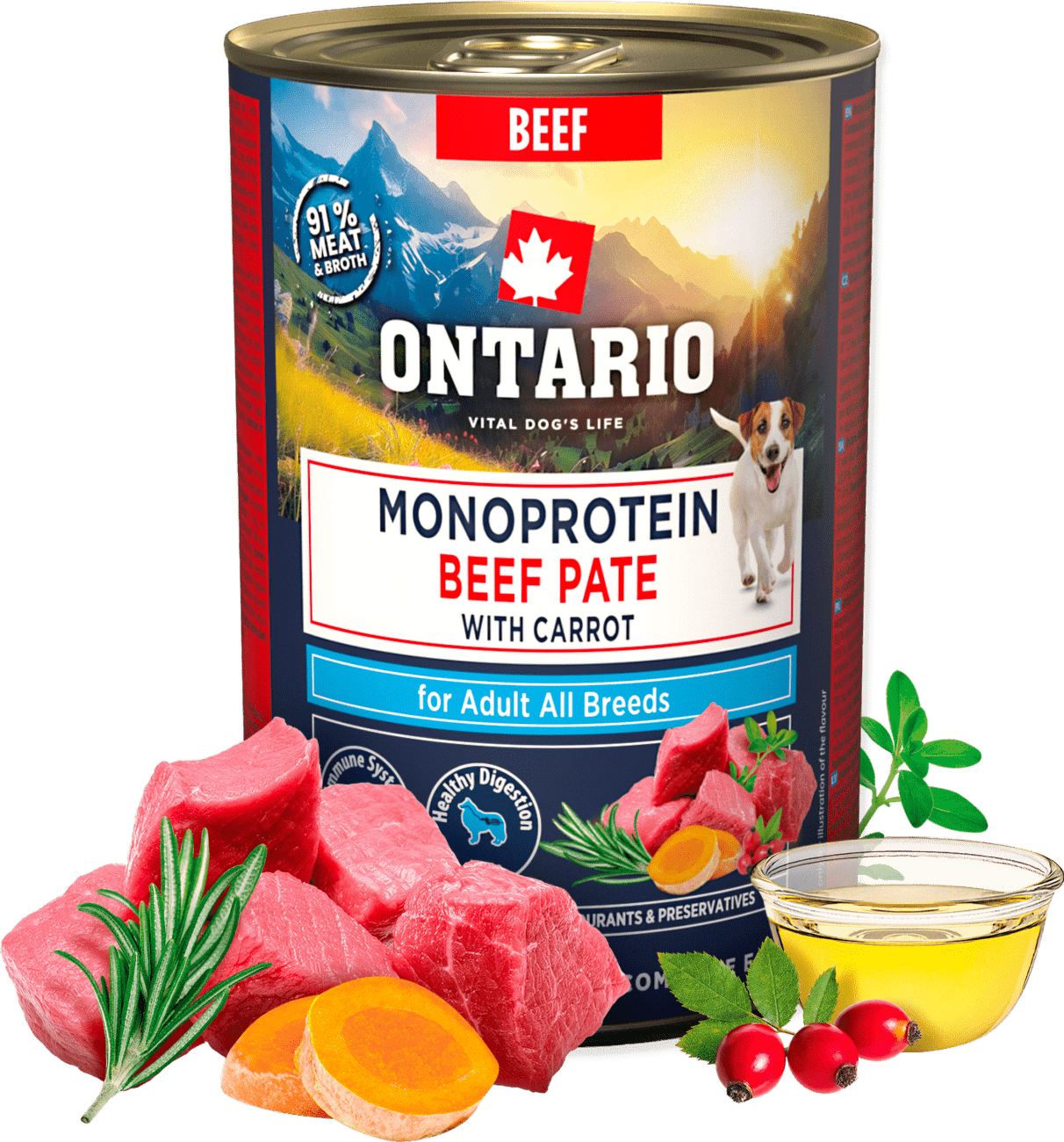 Konzerva Ontario Adult Monoprotein hovězí pate s mrkví 400g