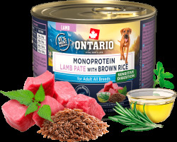Konzerva Ontario Adult Monoprotein jehněčí pate s hnědou rýží 200g