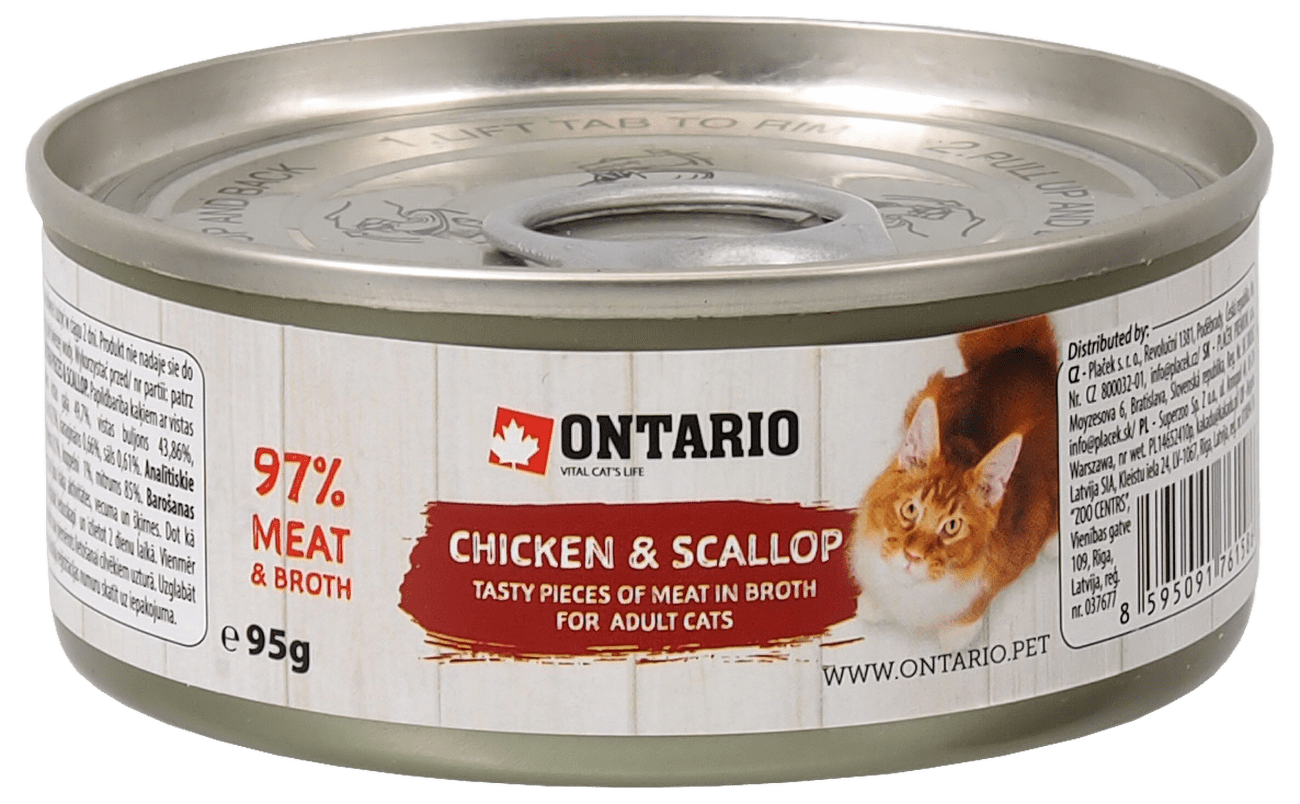 Konzerva Ontario Chicken Pieces + Scallop 95g