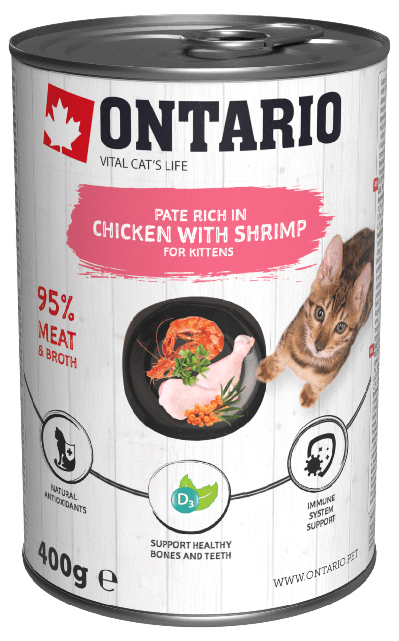 Konzerva Ontario Chicken with Shrimps flavoured with Sea Buckthorn 400g
