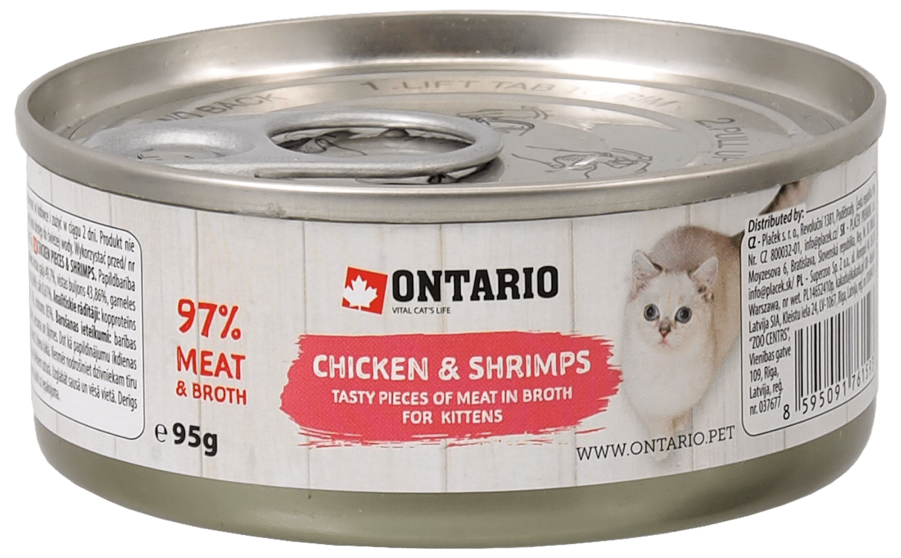 Konzerva Ontario Junior Chicken Pieces + Shrimp 95g