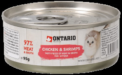 Konzerva Ontario Junior Chicken Pieces + Shrimp 95g