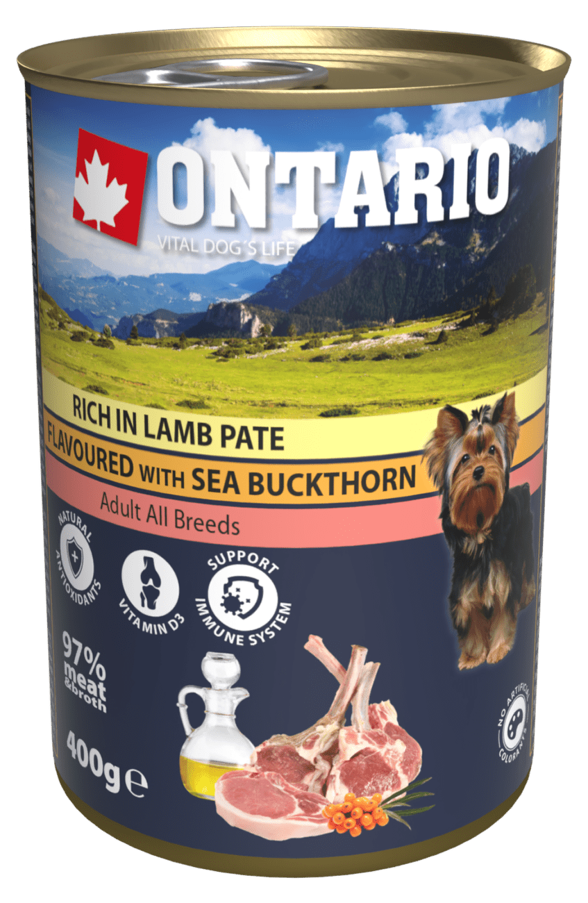 Konzerva Ontario Pate Rich in Lamb Flavoured with Sea Buckthorn 400g
