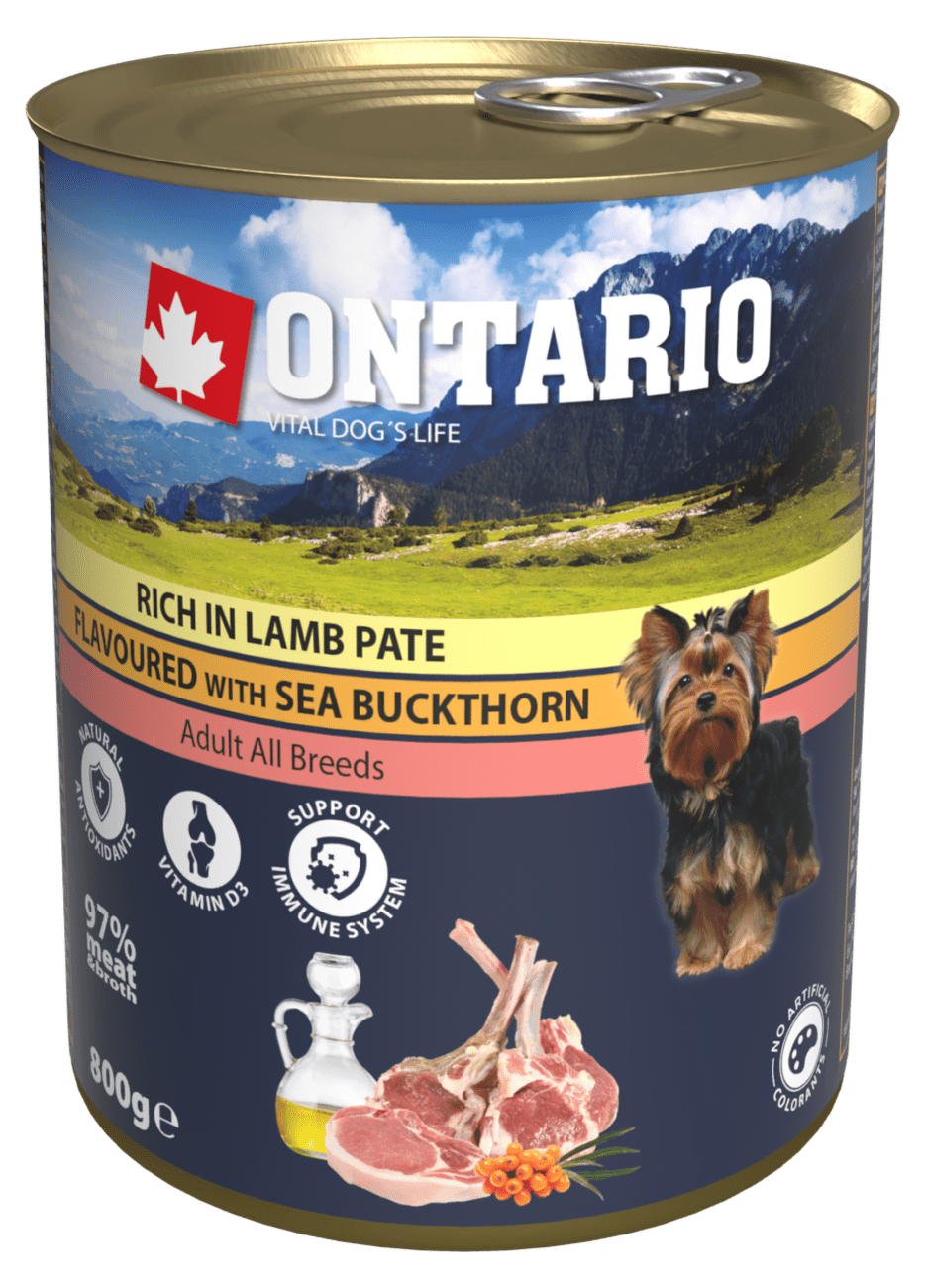 Konzerva Ontario Pate Rich in Lamb Flavoured with Sea Buckthorn 800g