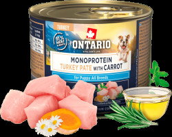 Konzerva Ontario Puppy Monoprotein krůtí pate s mrkví 200g