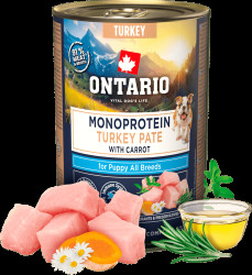 Konzerva Ontario Puppy Monoprotein krůtí pate s mrkví 400g
