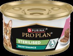Konzerva Pro Plan Cat Sterilised terina s tuňákem a lososem 85 g