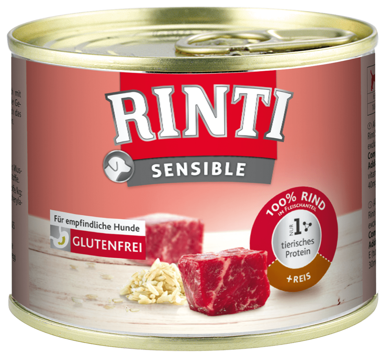 Konzerva Rinti Sensible hovězí + rýže 185g