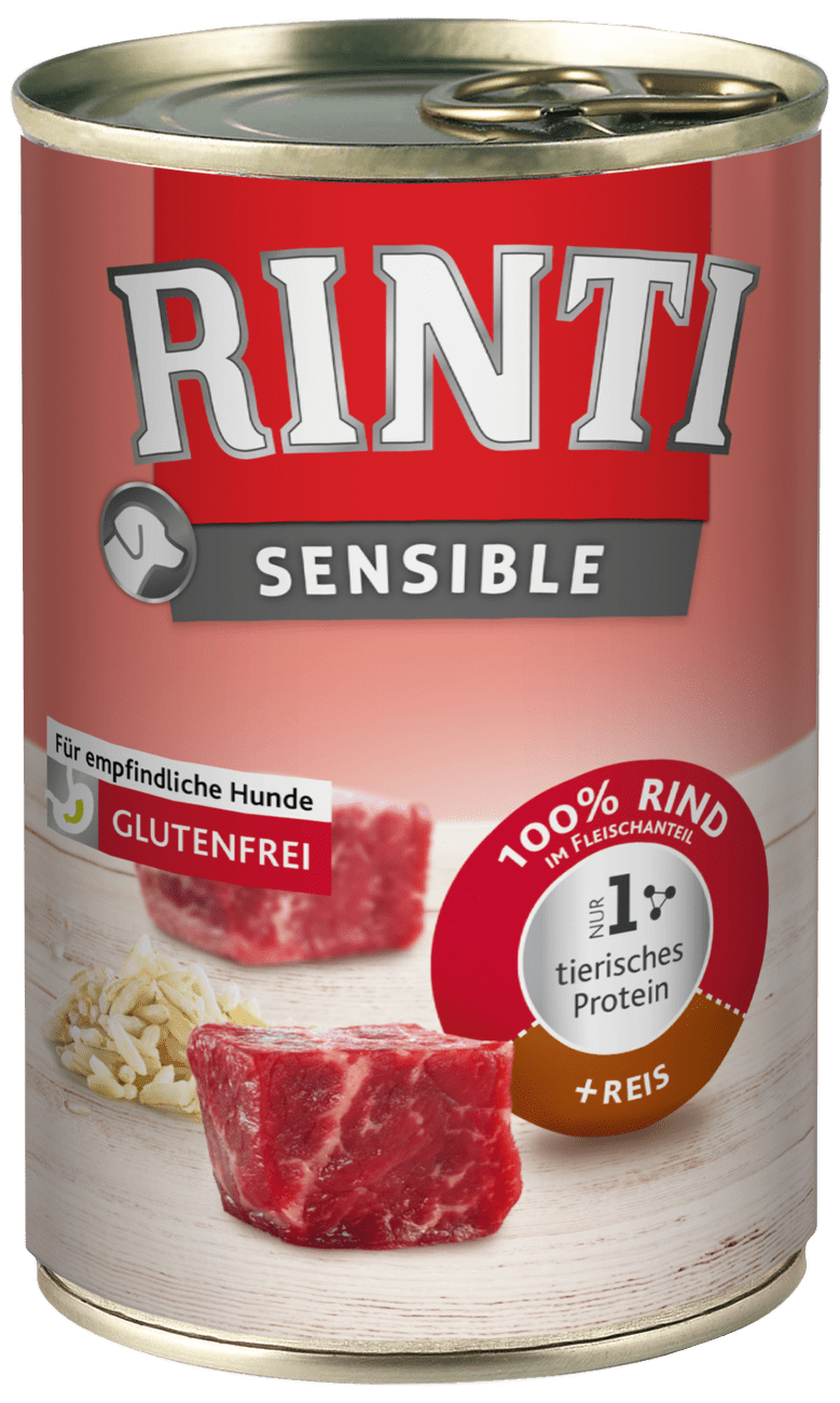 Konzerva Rinti Sensible hovězí + rýže 400g