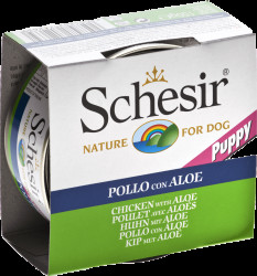 Konzerva Schesir Puppy kuřecí+aloe 150g