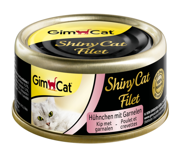 Konzerva ShinyCat Filet kuře, kreveta v kuřecím vývaru 70 g