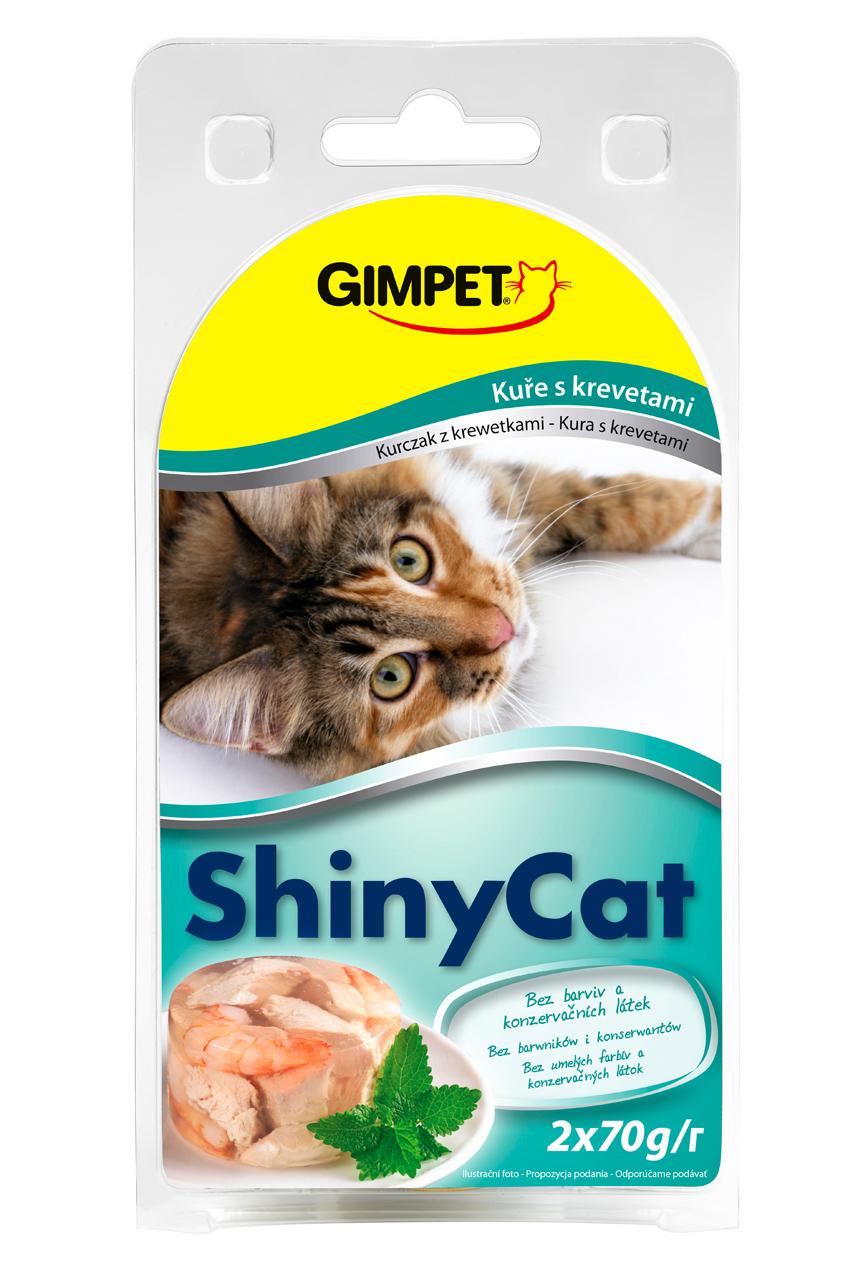 Konzerva ShinyCat krevety, kuře 2 x 70 g