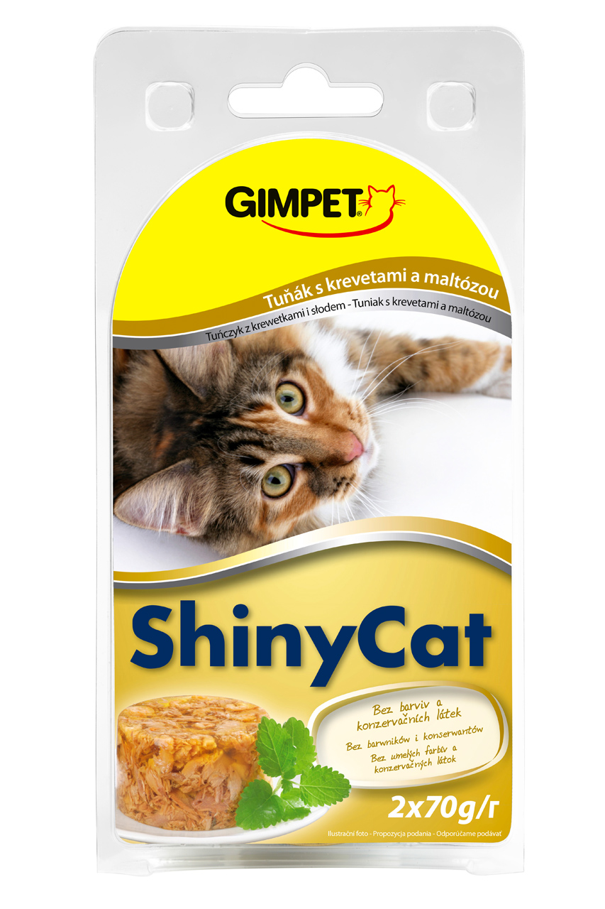 Konzerva ShinyCat tuňák, krevety, maltóza 2 x 70 g