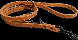 Kožené přepínací vodítko Dog Fantasy Moloss 1,8×240 cm koňak