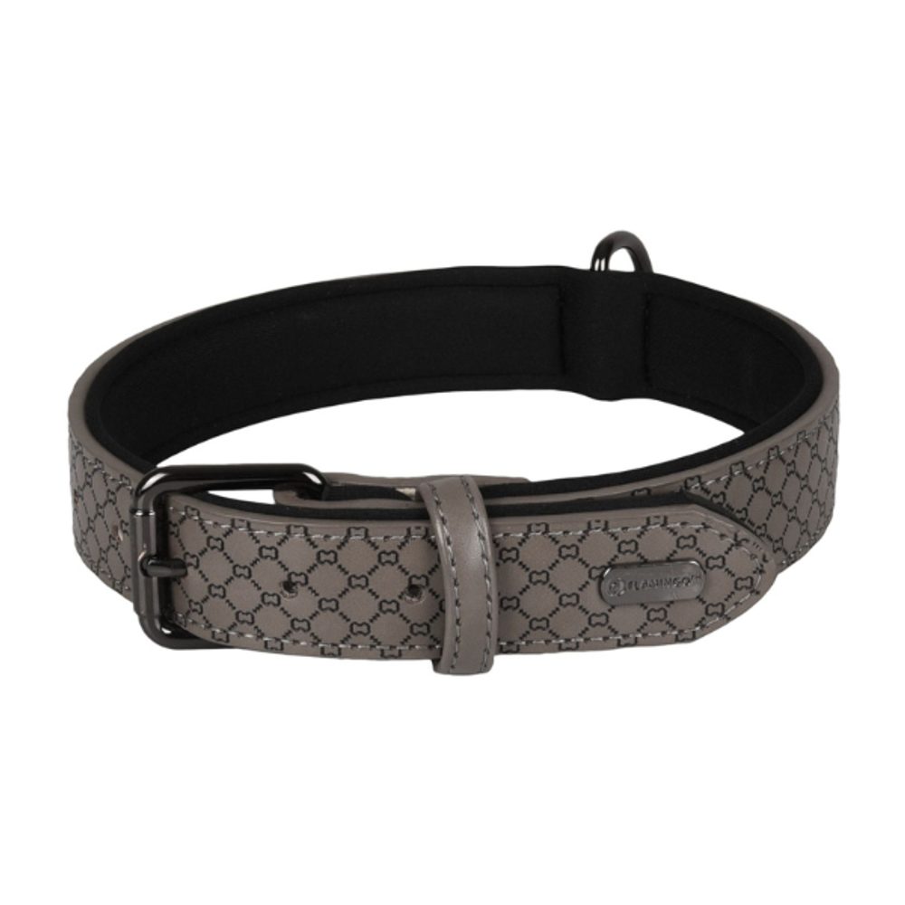 Kožený obojek Flamingo Patti šedá | P53211
