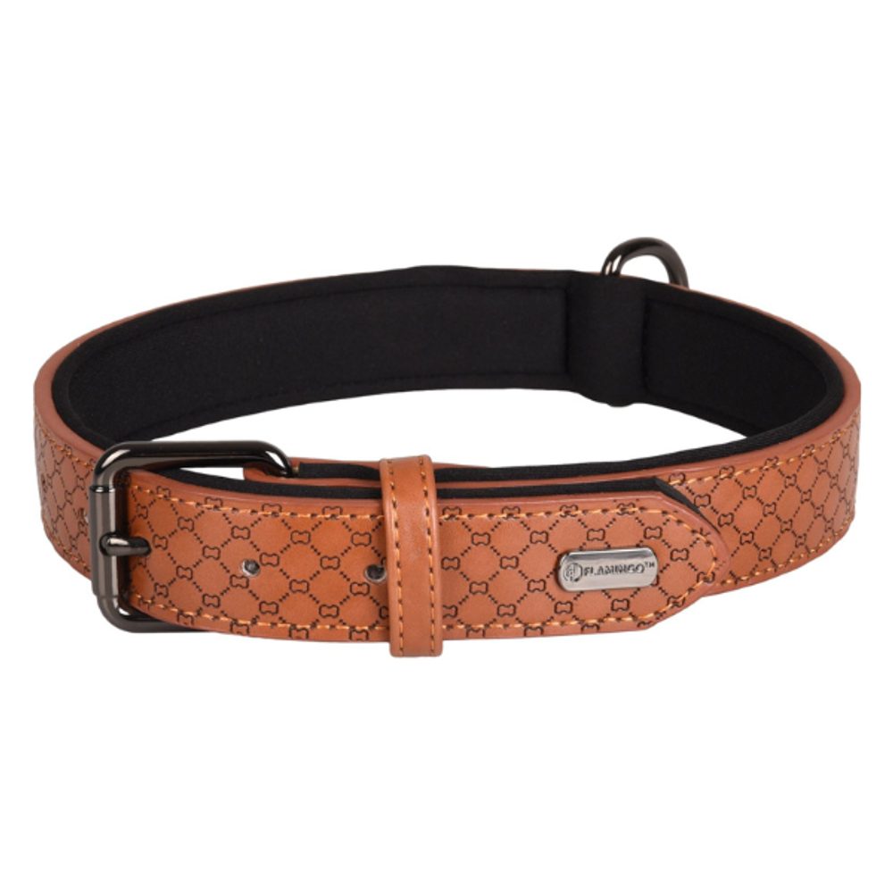 Kožený obojek Flamingo pro psy Patti hnědá | P53452
