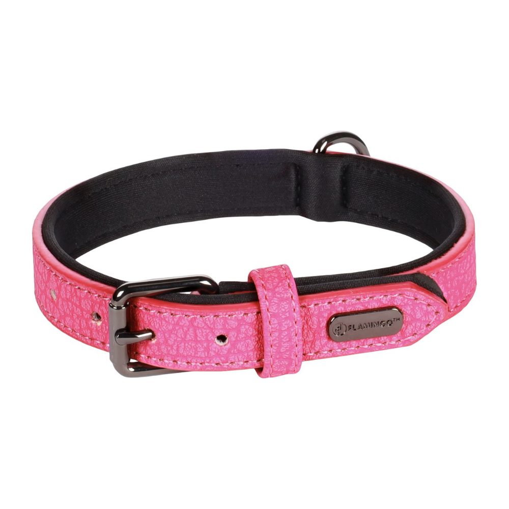 Kožený obojek pro psy Flamingo Leza růžová | P53470