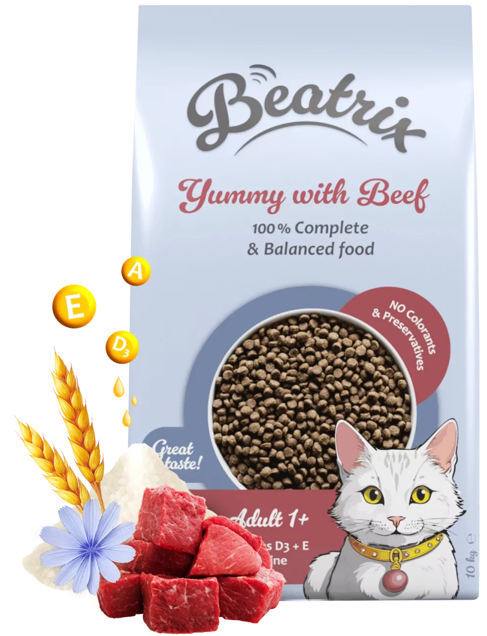 Krmivo Beatrix Adult Cat s hovězím 10kg