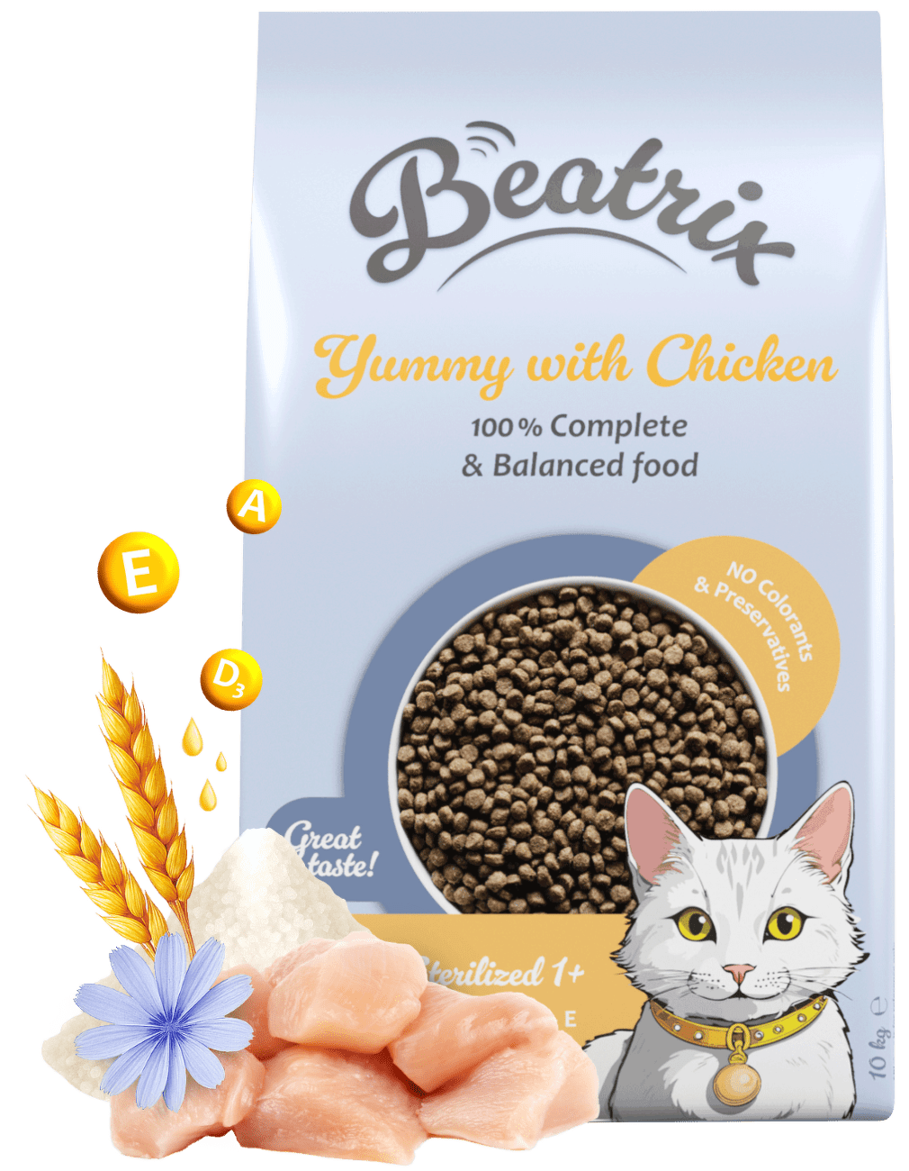 Krmivo Beatrix Sterilized Cat s kuřecím 10kg