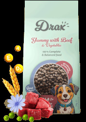 Krmivo Drax  Adult Dog s hovězím a zeleninou 3kg