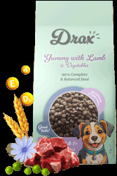 Krmivo Drax Adult Dog s jehněčím a zeleninou 3kg