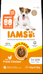 Krmivo IAMS Dog Adult Small & Medium Chicken 2kg + 500g zdarma