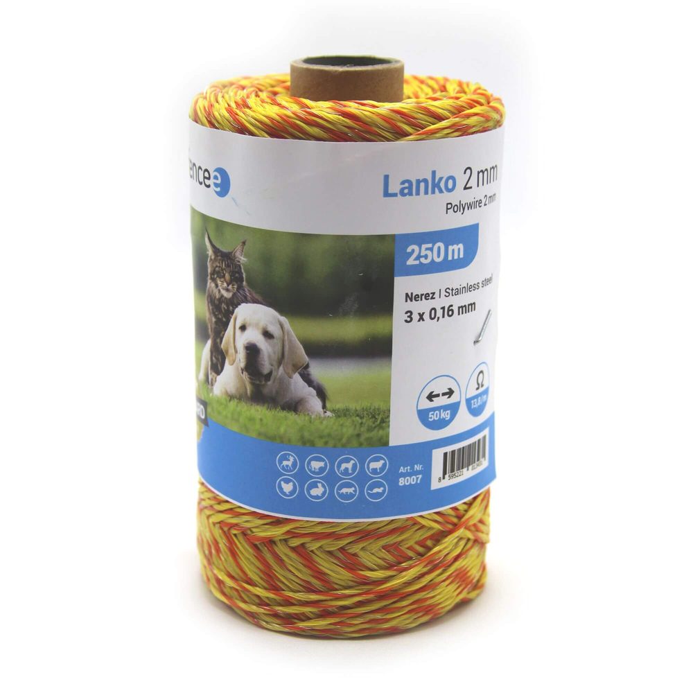 Lanko pro elektrický ohradník, šířka 10 mm, žluto-oranžová, délka 250 m
