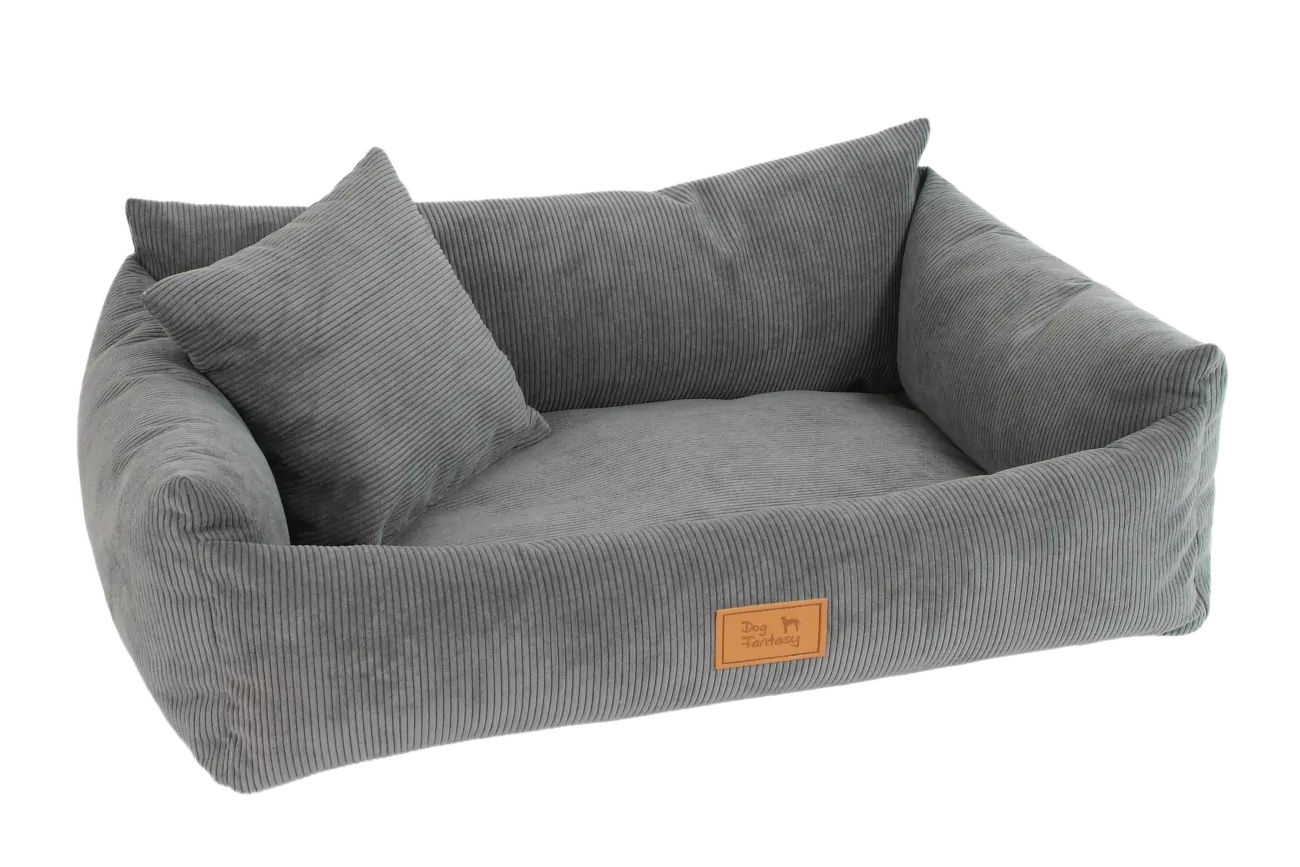 Luxusní pelíšek pro psy Dog Fantasy Sofa Haven šedý 100×75 cm