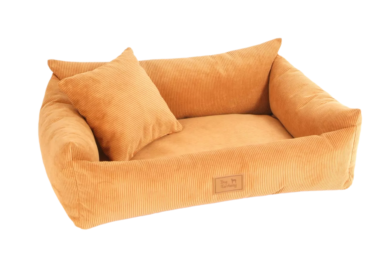Luxusní pelíšek pro psy Dog Fantasy Sofa Haven skořicový 76×58 cm