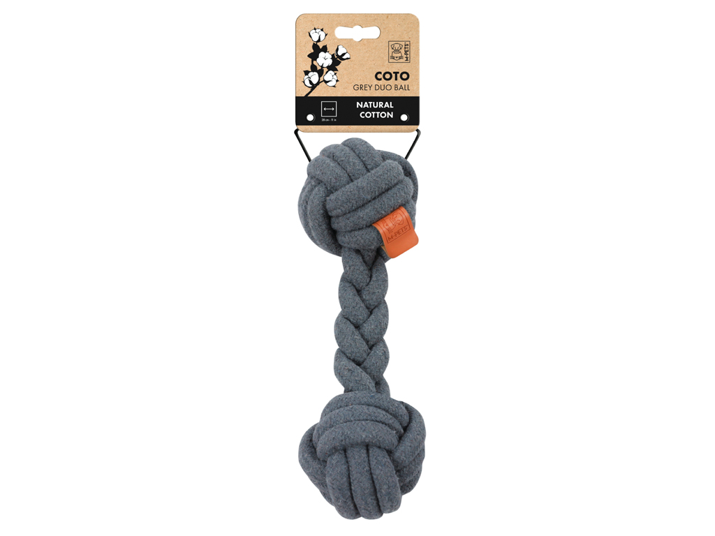 M-Pets Coto bavlněná hračka – duo míč šedý 28 cm