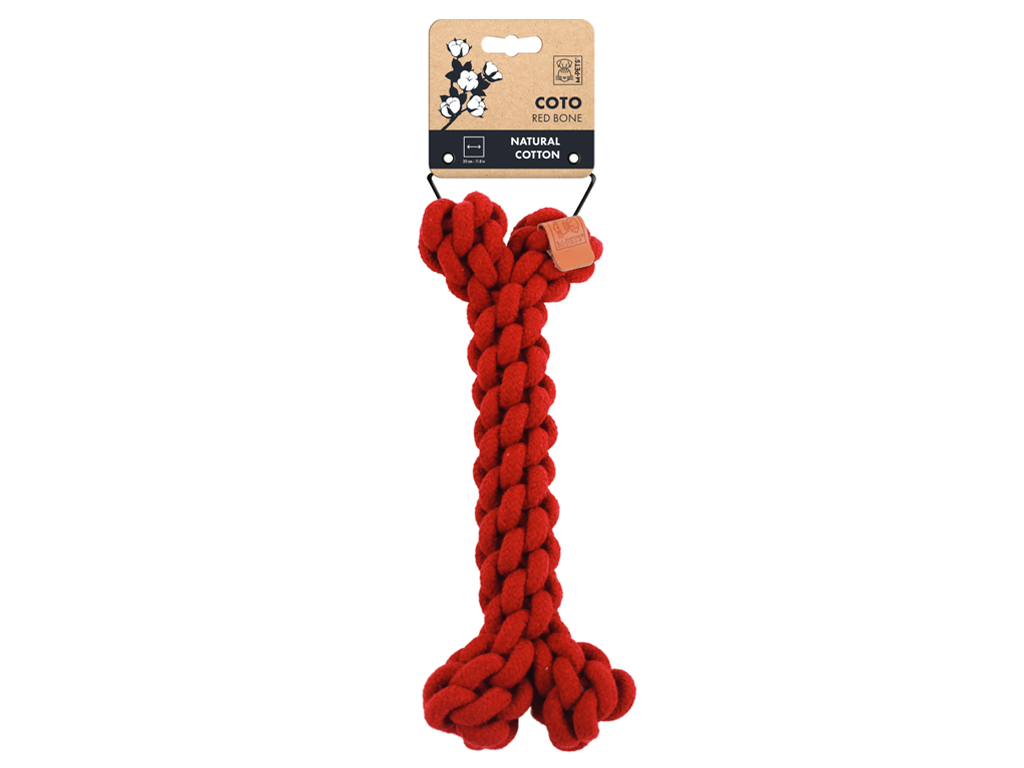 M-Pets Coto bavlněná hračka – kost červená 30 cm