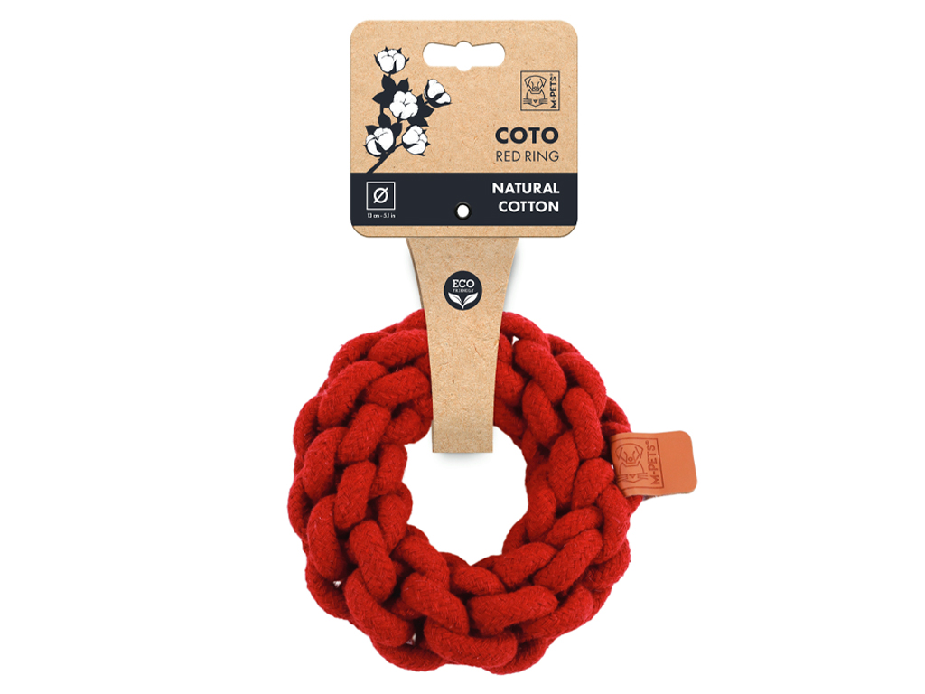 M-Pets Coto bavlněná hračka – kruh červený 13 cm
