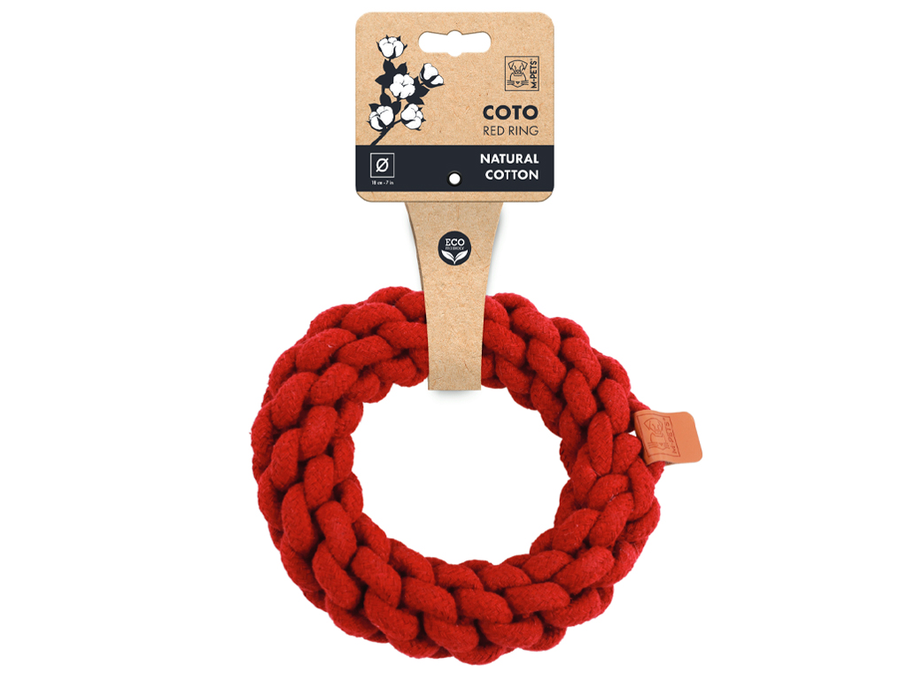 M-Pets Coto bavlněná hračka – kruh červený 18 cm
