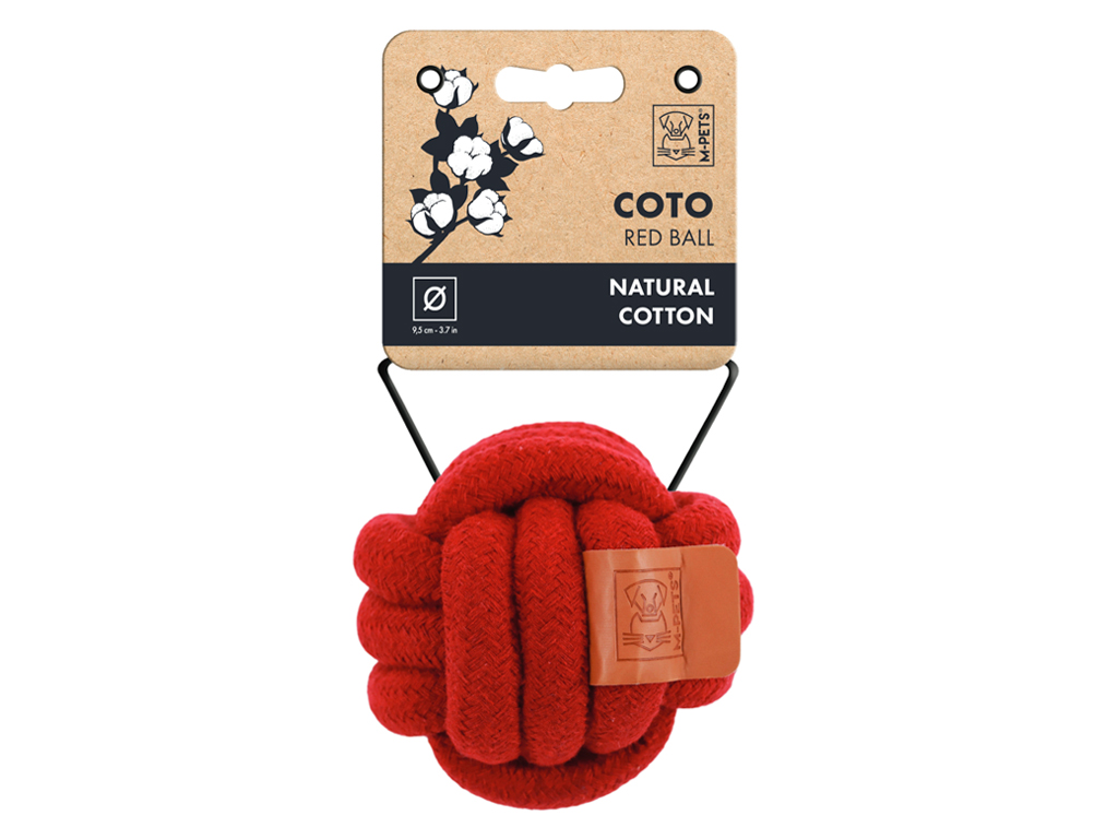 M-Pets Coto bavlněná hračka – míč červený 9,5 cm