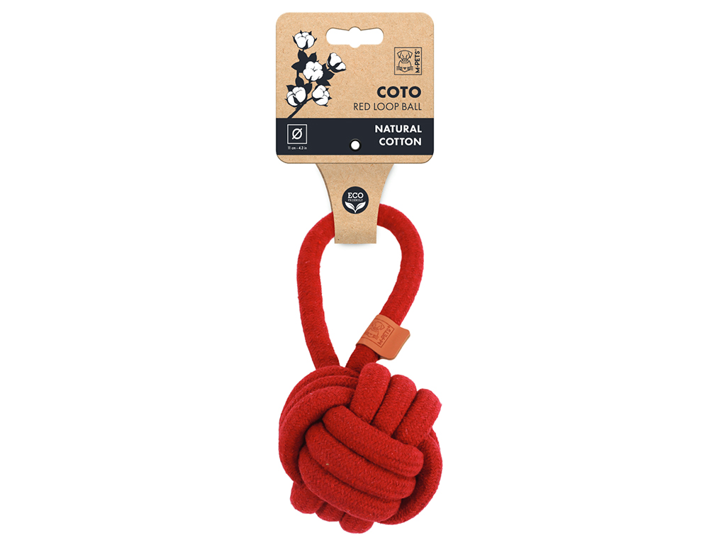 M-Pets Coto bavlněná hračka – uzel červený 11 cm
