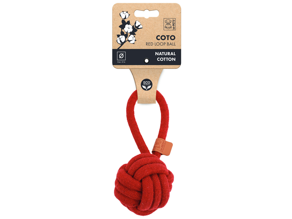 M-Pets Coto bavlněná hračka – uzel červený 8 cm