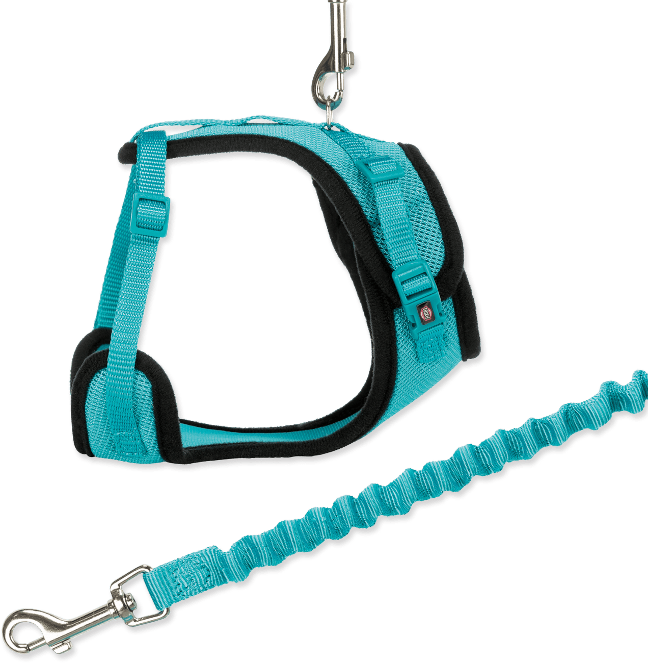 Měkký síťovaný Y-postroj Trixie s elastickým vodítkem pro kočku XL 39–60 cm