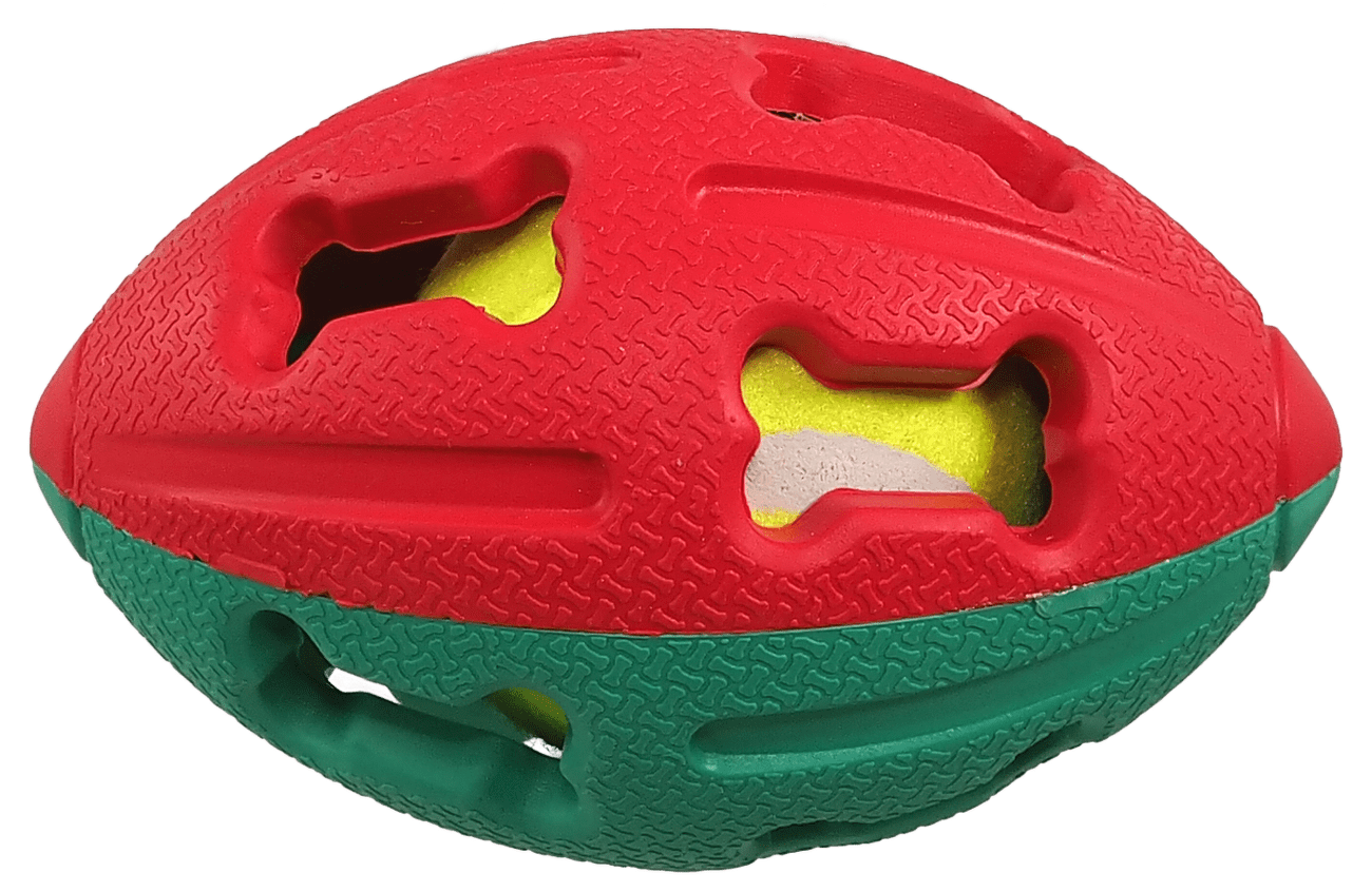 Míč na rugby gumový s tenisákem 12,5cm mix barev
