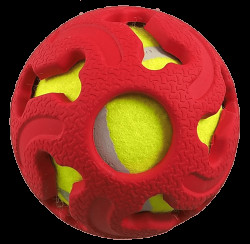 Míček Dog Fantasy gumový s tenisákem červený 7,5cm