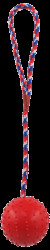 Míček s provazem Dog Fantasy mix barev 7x30cm