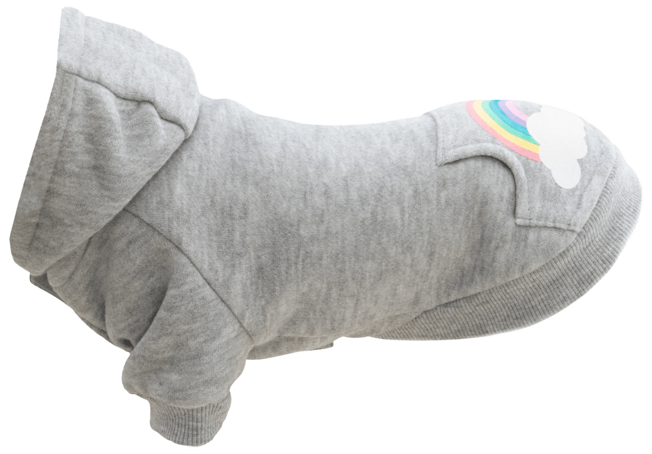 Mikina Trixie Rainbow Falls XXS 24cm světle šedá