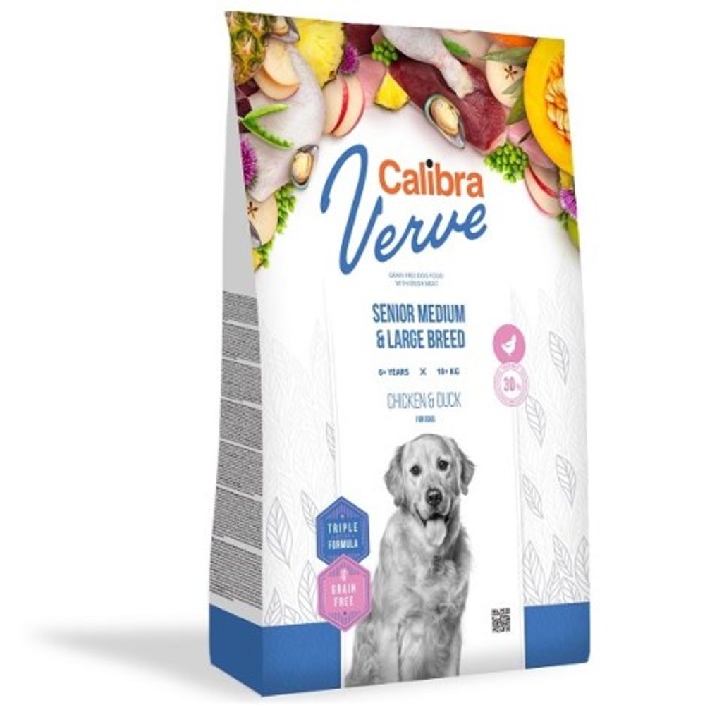 Minimální trvanlivost do 14.9. 2026: Calibra Dog Verve GF Senior Medium & Large Chicken & Duck 2 kg | P59635