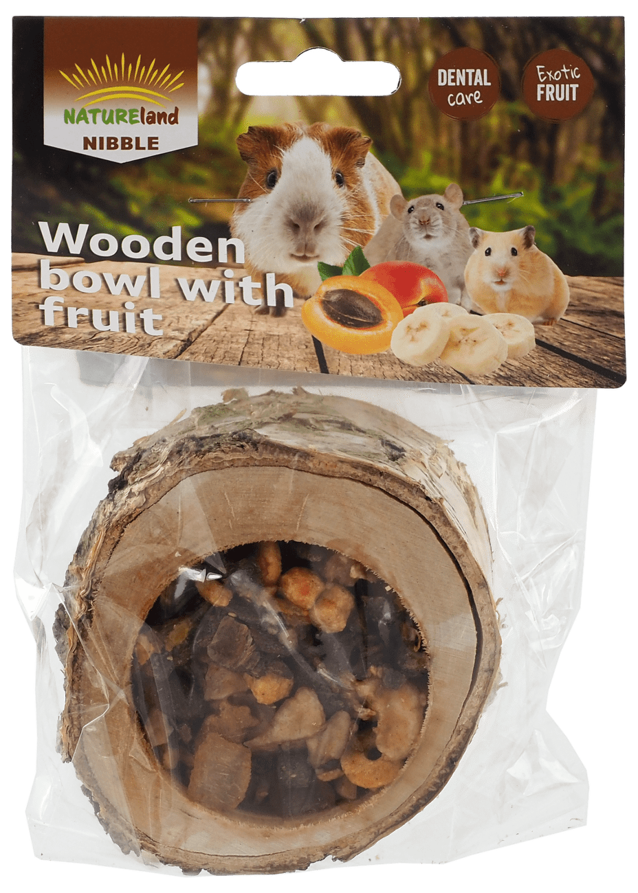 Miska Nature Land Nibble plněná ovocem dřevěná 120g