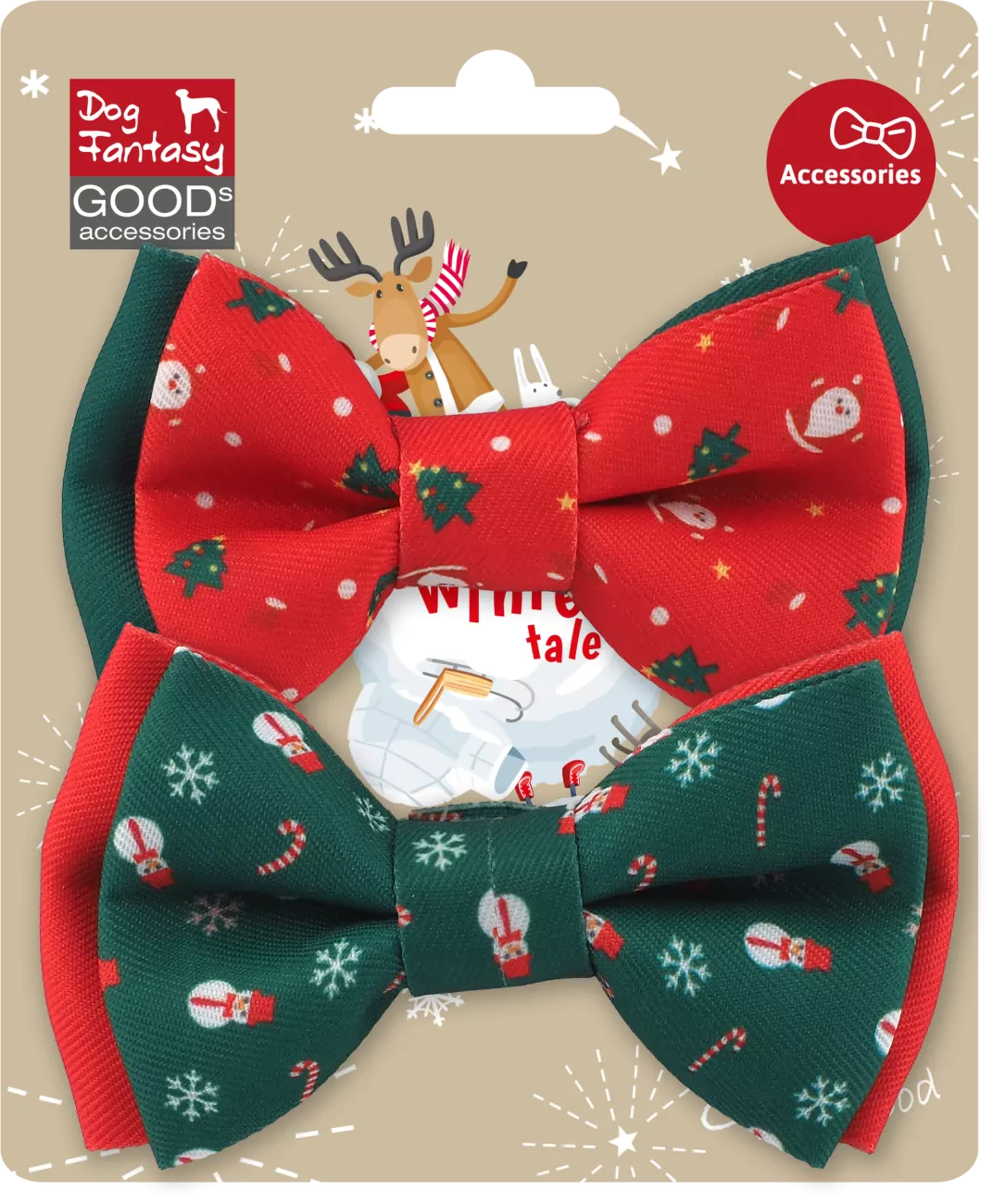 Motýlek Dog Fantasy Winter Tale vánoční 2ks
