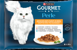Multipack Gourmet Perle minifiletky krůta/tuňák/kachna/jehněčí ve šťávě 4x85g