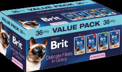 Multipack kapsiček Brit Premium by Nature filety ve šťávě pro kastrované kočky 36x85 g